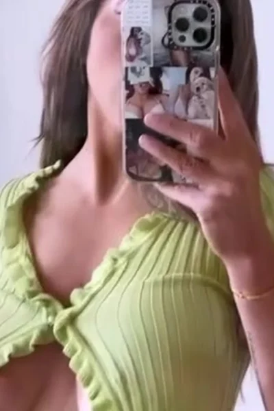 Danielley Ayalaa teasing her big tits in the bedroom mirror