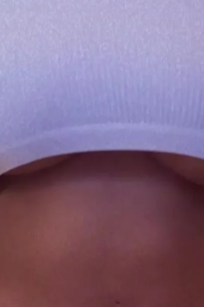 THUMBALINA bouncing her big tits in white top