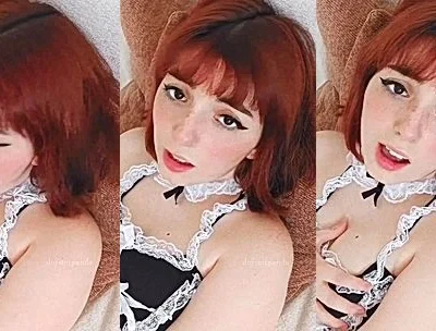 Defiantpanda teasing in her maid outfit